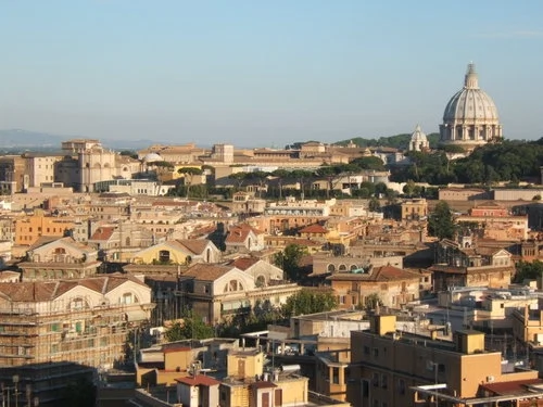 View of Rome and St Peter's in the distance
