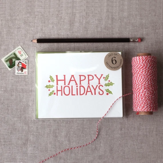 1. Letterpress Happy Holidays card, Chatty Press, around ?14 for six
