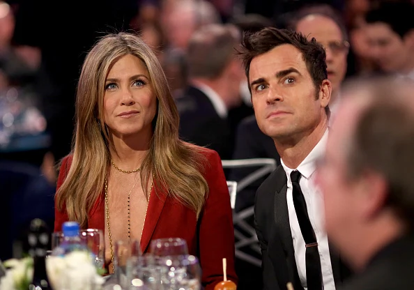LOS ANGELES, CA - JANUARY 15: (EXCLUSIVE COVERAGE) Actors Jennifer Aniston (L) and Justin Theroux during the 20th annual Critics' Choice Movie Awards at the Hollywood Palladium on January 15, 2015 in Los Angeles, California. (Photo by Christopher Polk/Getty Images for CCMA)