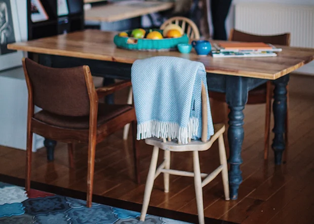 A restored wooden table painted with Annie Sloane Chalk paint from the home of fashion designer Jen O'Dwyer. From the March-April 2015 issue of Image Interiors & Living magazine.
