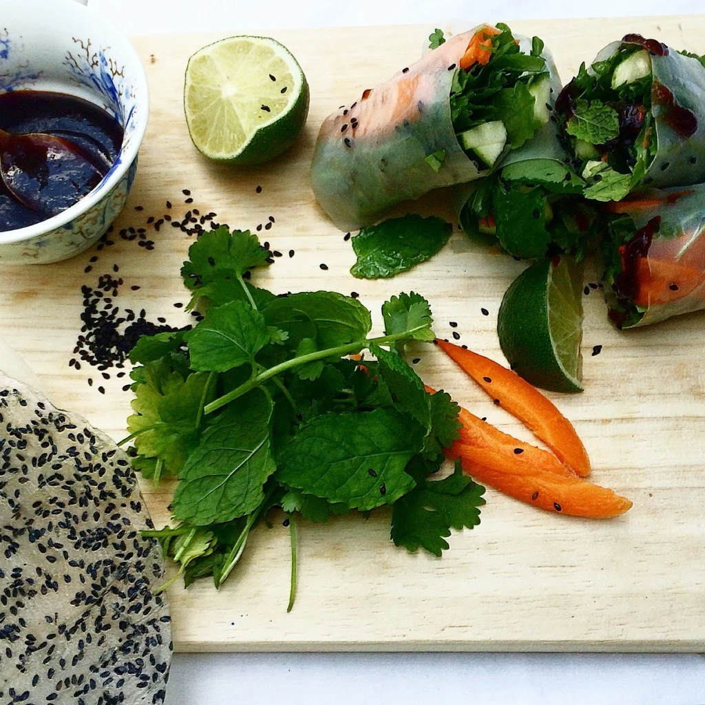 Lunch day vietnamese fresh spring rolls