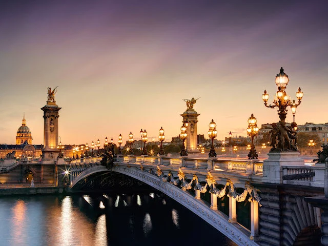 River Seine with lights, Paris, France
