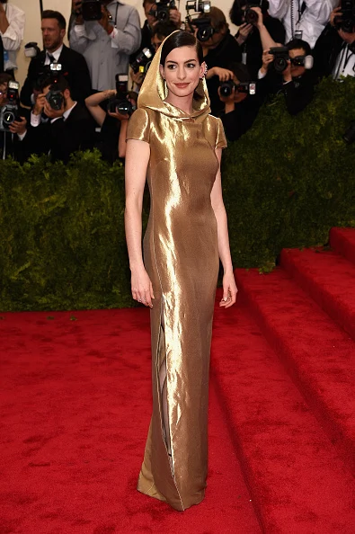 NEW YORK, NY - MAY 04:  Anne Hathaway attends the "China: Through The Looking Glass" Costume Institute Benefit Gala at the Metropolitan Museum of Art on May 4, 2015 in New York City.  (Photo by Dimitrios Kambouris/Getty Images)