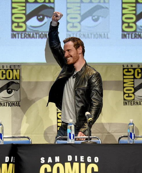 Michael Fassbender speaks onstage at the 20th Century FOX panel during Comic-Con International 2015 at the San Diego Convention Center on July 11, 2015 in San Diego, California.