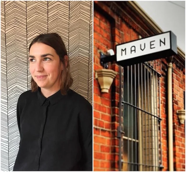 Caitlin McGinniss (photograph by Patricia McGinnis); Maven, Belfast (image via Walnut Grey Design)