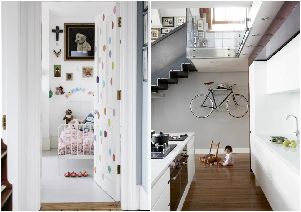 A child's bedroom in Ruth Forsyth's Ballsbridge home (image: Doreen Kilfeather); the kitchen of Jessica Gamsu's captivating Cape Town church conversion (image: Greg Cox).