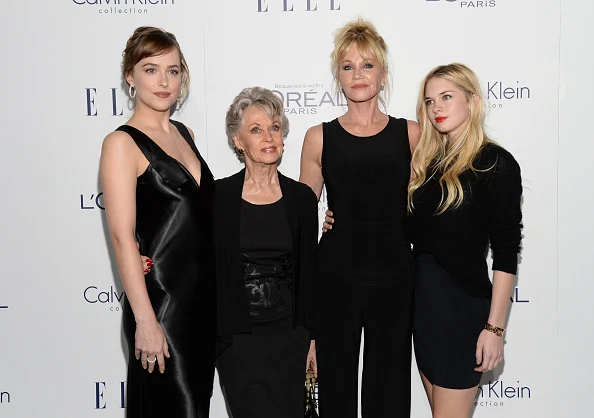 Actors Dakota Johnson, Tippi Hedren, Melanie Griffith and Stella Banderas attend the 22nd Annual ELLE Women in Hollywood Awards