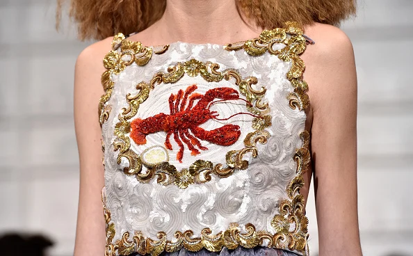 PARIS, FRANCE - JANUARY 25: A model, dress detail, walks the runway during the Schiaparelli Spring Summer 2016 show as part of Paris Fashion Week on January 25, 2016 in Paris, France. (Photo by Pascal Le Segretain/Getty Images)