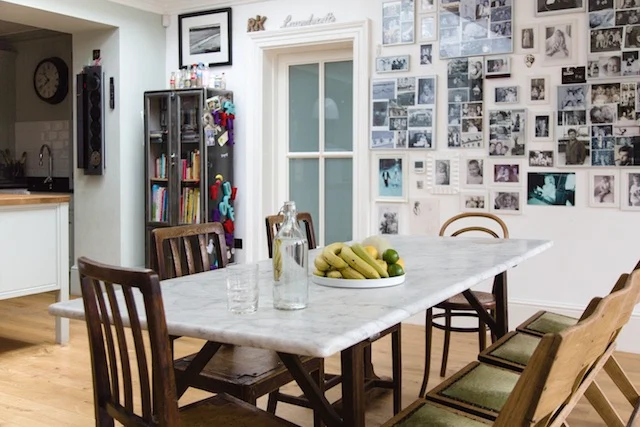 The marble table top was a shop counter in a previous life and Ruth had the base made.