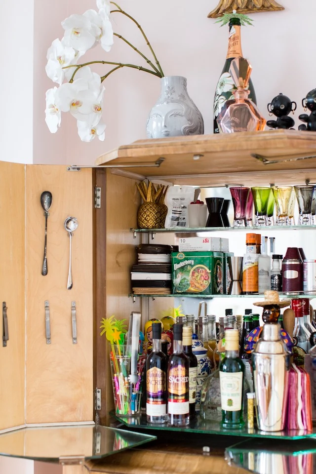 A vintage cocktail bar.