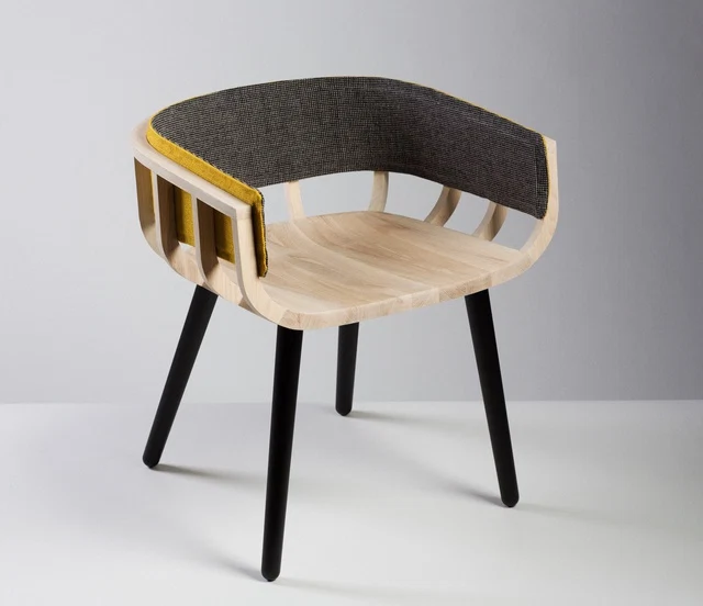 Photographed by Peter Rowen Liminal_Irish design at the threshold_ID2015_Notion and Mourne Textiles_Frame chair_front view_PR