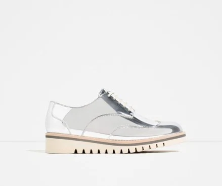 Zara Metallic Flat Shoes With Brogue Detail 39.95 EUR