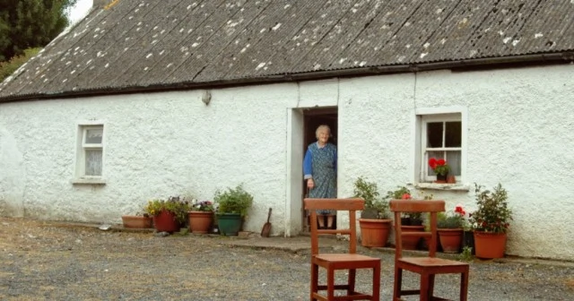 Molly Brannigan (then 99 years old and still farming) with her chairs .