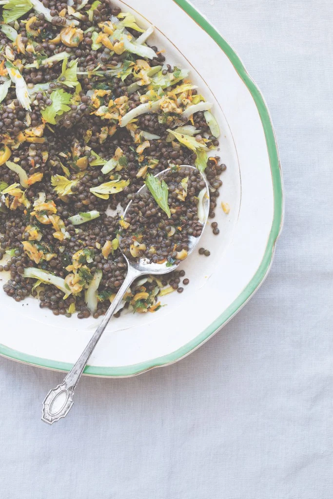 Lentils with Green Olives, Celery Leaf, Mint and Orange Lentils with Green Olives, Celery Leaf, Mint and Orange