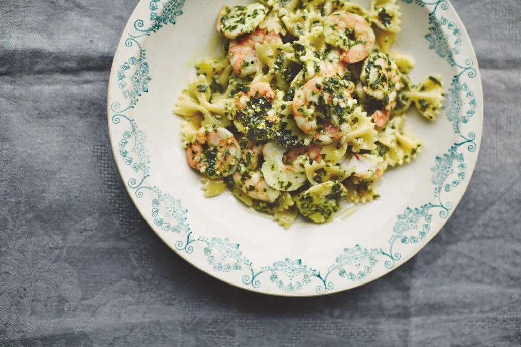 Supper Club: 20-minute pesto prawn pasta Supper Club: 20-minute pesto prawn pasta