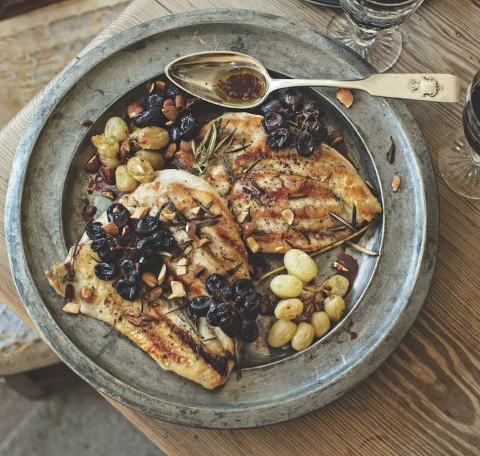 Chicken Paillard with Roasted Grapes & Almonds Chicken Paillard with Roasted Grapes & Almonds