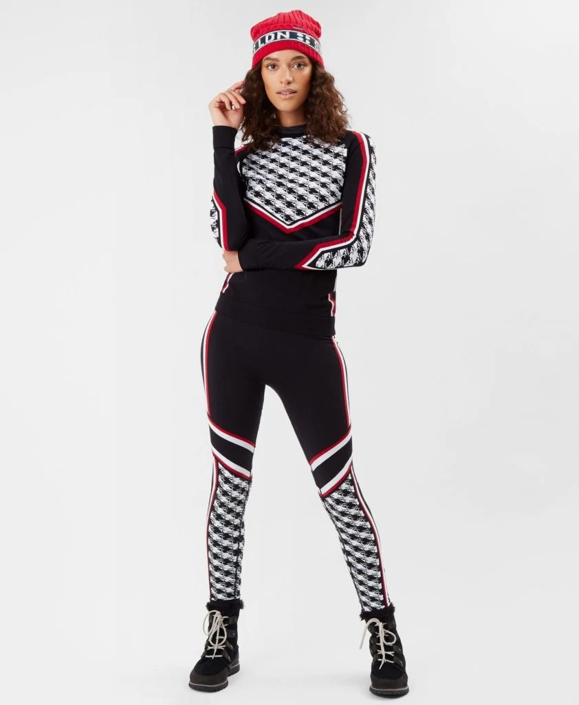 Houndstooth long sleeve ski base layer and base leggings, €80 each at Sweatybetty.com
