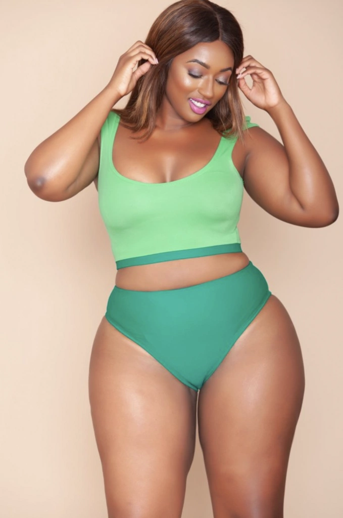 Angelique bikini bottom in fresh lime, €41.62, Angelique bikini top in fresh lime,  €41.62, both at rue107.com