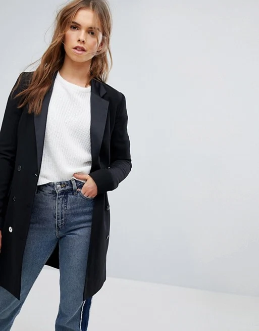Bershka Double Breasted Longline Blazer
