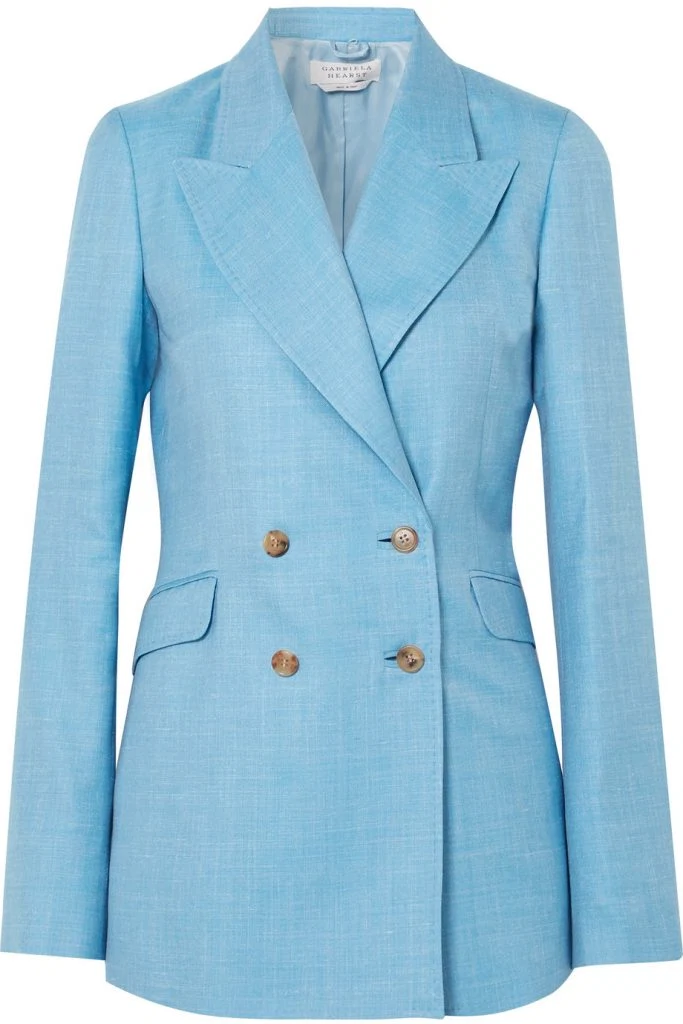 Angela double-breasted wool, silk and linen-blend blazer by Gabriella Hearst, €1,395 at net-a-porter.com