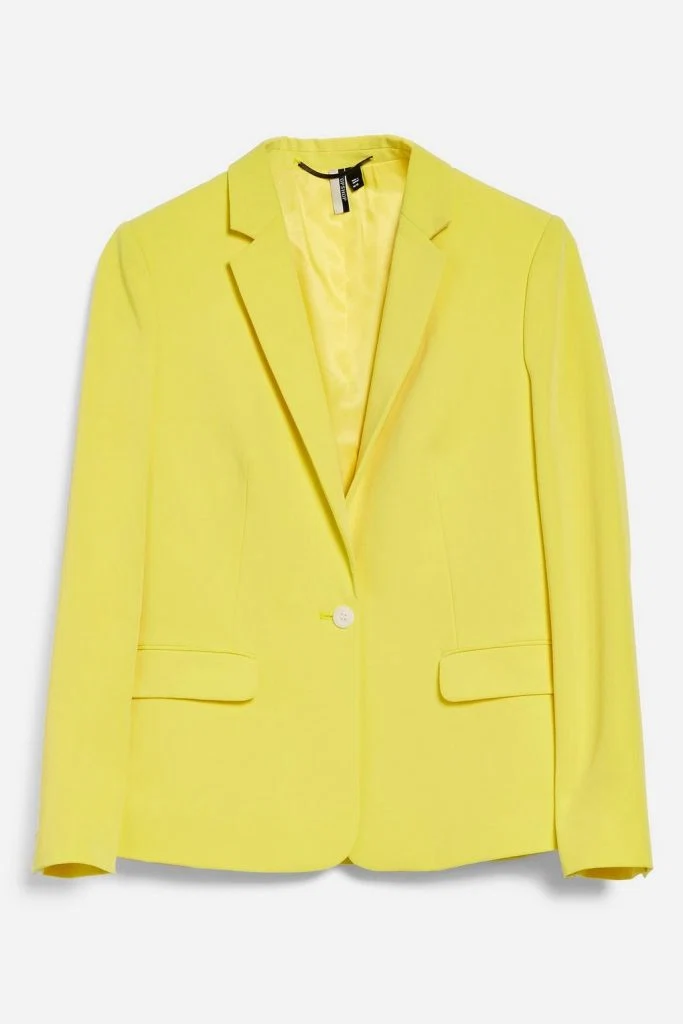 Yellow suit jacket, €68 at topshop.com
