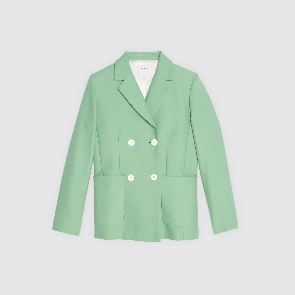 Almond green tailored jacket, €400.98 at sandro-paris.com