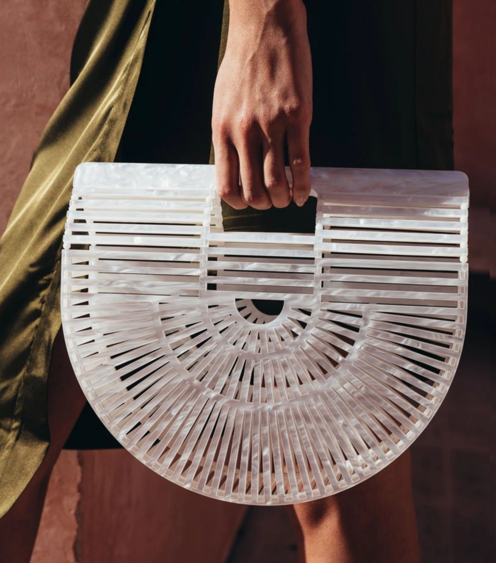 Acrylic bag in Mother of Pearl, €253.85 at cultgaia.com