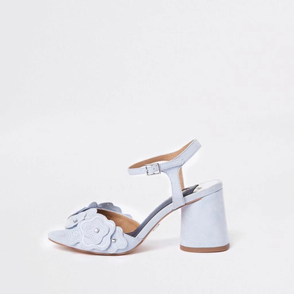 Blue diamante flower block heel sandals, €67 at riverisland.ie