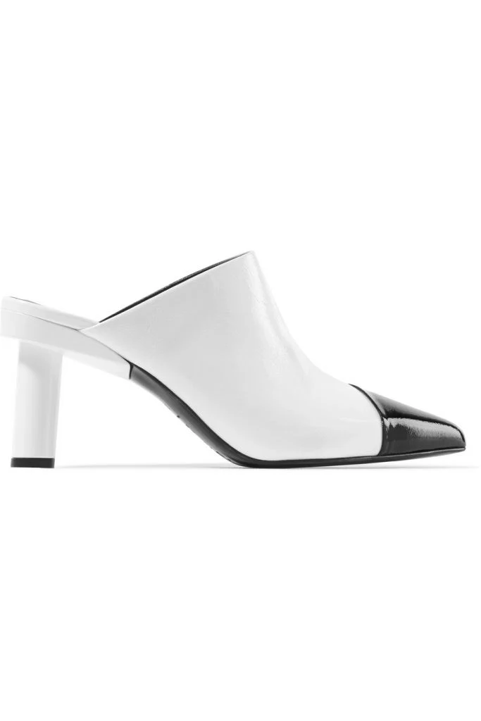 Liam two-tone crinkled patent-leather mules by Tibi, €315 at net-a-porter.com
