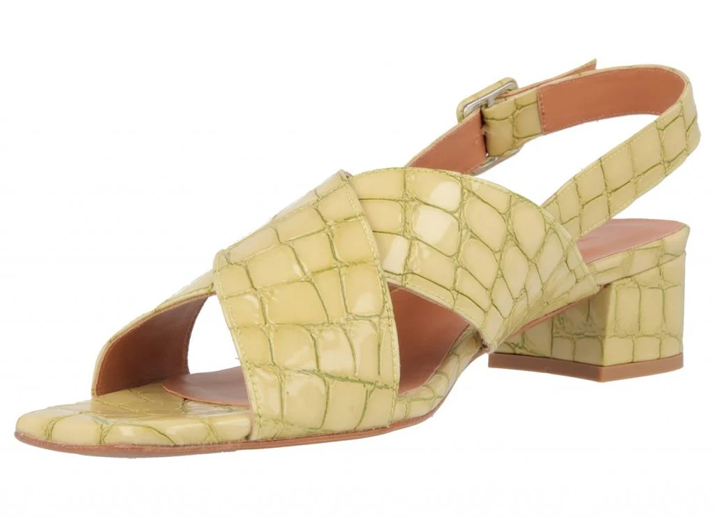 Anelia green croco embossed leather slingbacks, €360 at byfarshoes.com
