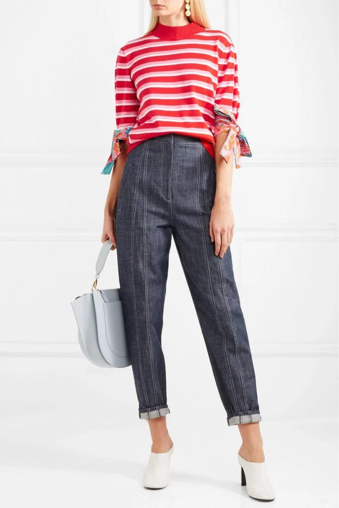 Poplin-trimmed striped cotton sweater by MSGM, €105 at net-a-porter.com