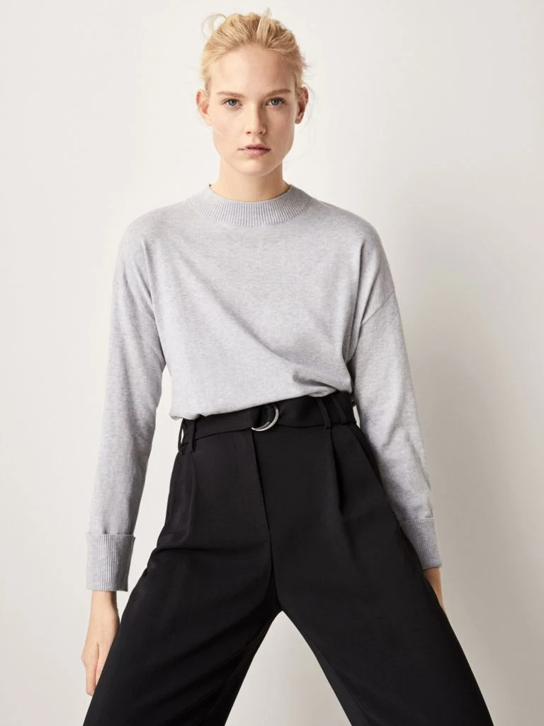Silk/cotton sweater with turn-up cuffs, €19.95 at massimodutti.com