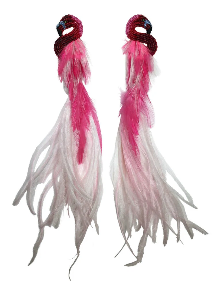 Mignonne Gavigan flamingo statement earrings, €349 at loulerie.com