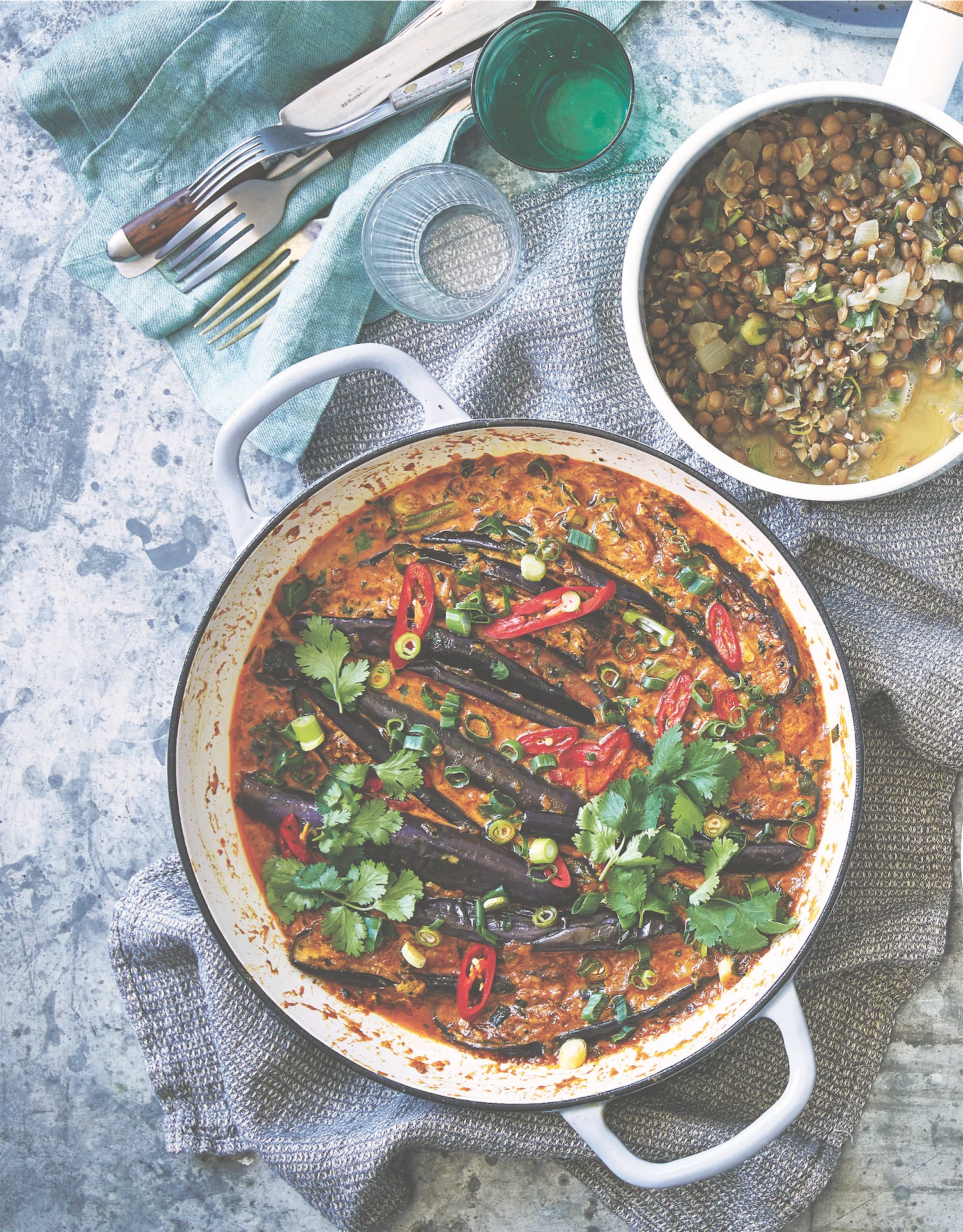 Tonight’s dinner: Aubergine Curry with Simple Mauritian Lentils