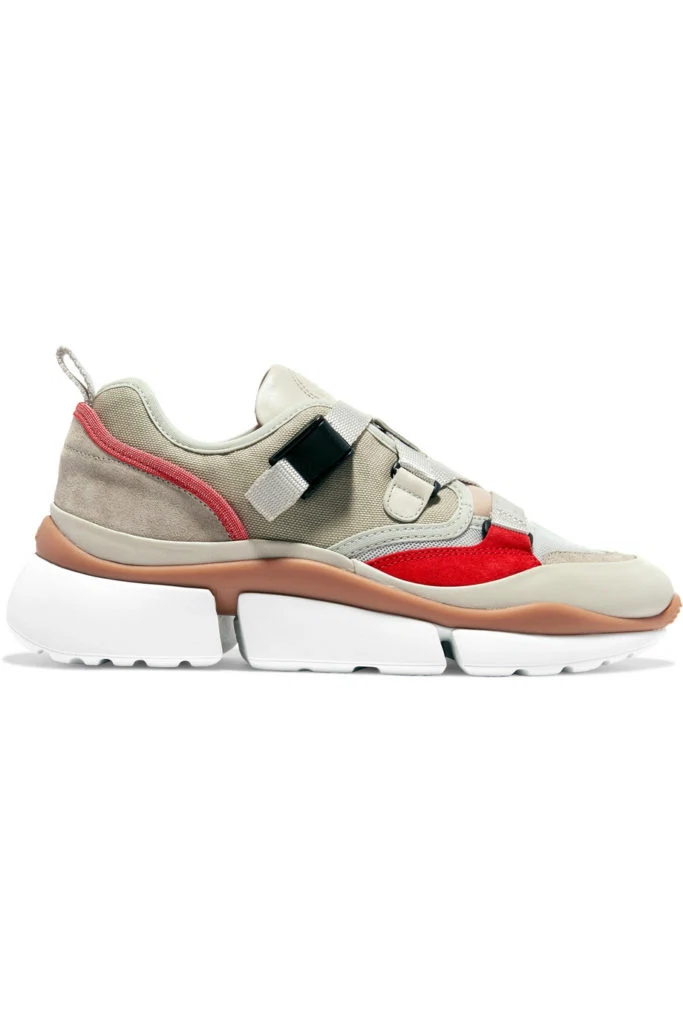 Sonnie canvas, mesh, suede and leather sneakers by Chloé, €495 at net-a-porter.com