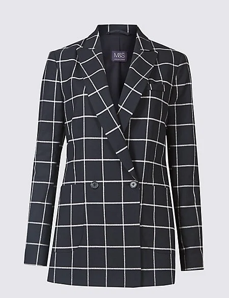 Checked double-breasted blazer, €82 at marksandspencer.ie