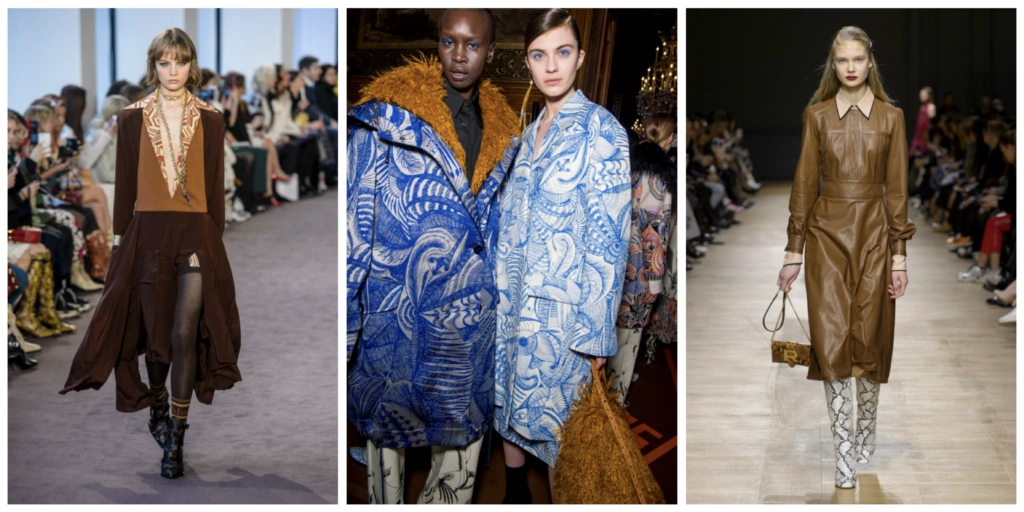 L-r, Chloé AW18 catwalk, Dries Van Noten, Rochas; Source, Jason Lloyd Evans