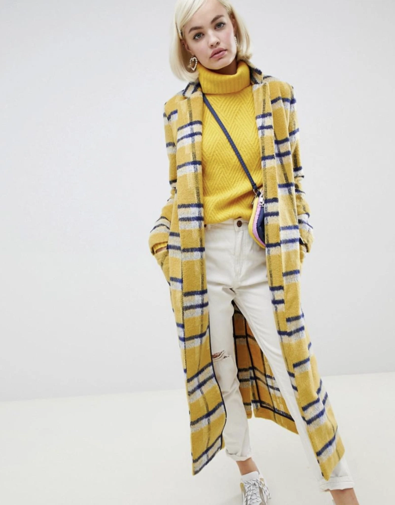 Glamorous longline coat in bright check, €110.60 at asos.com