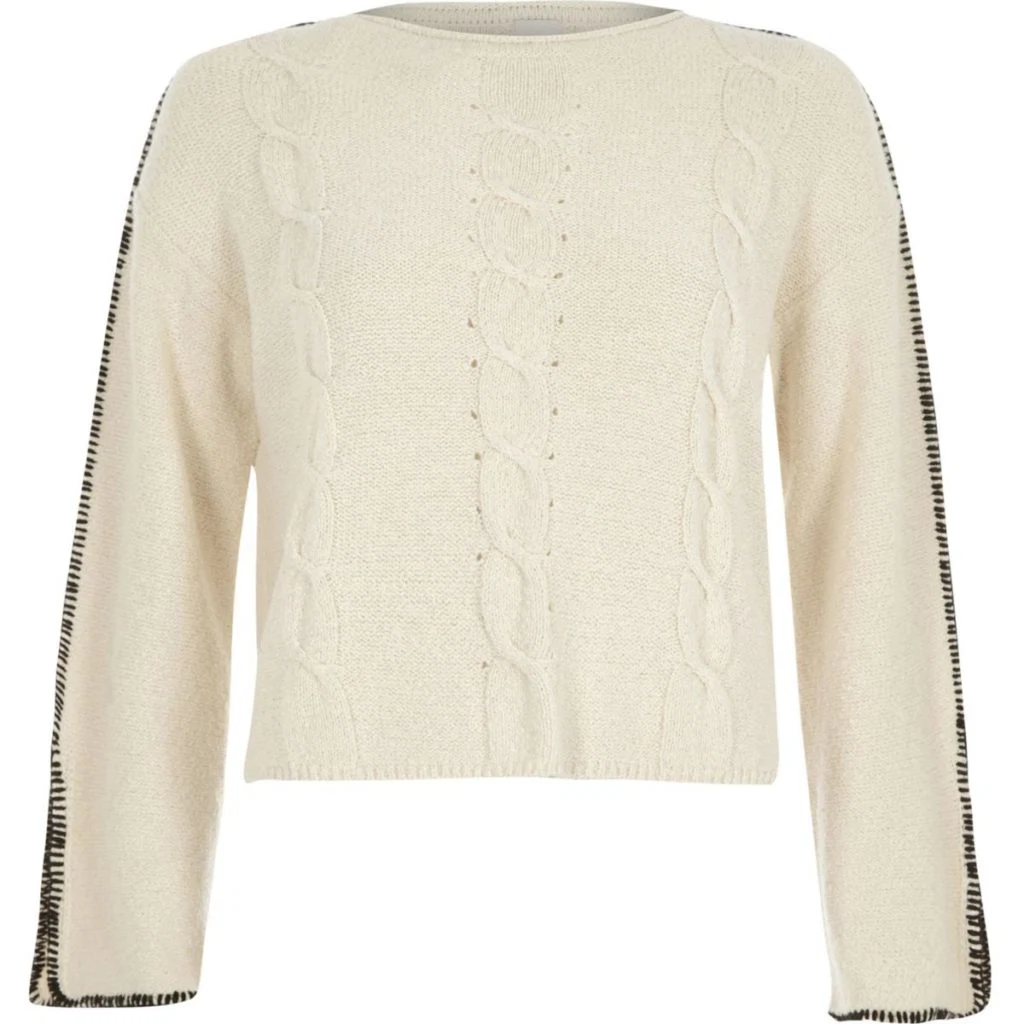Cream cable knit blanket stitch jumper, €18 at riverisland.ie