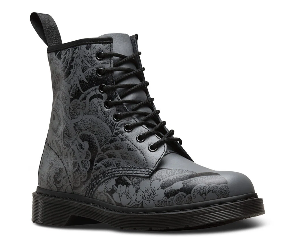 Black and gunmetal OT tattoo backhand, €125 at drmartens.com