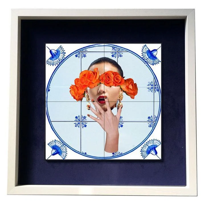 Rose tinted glasses framed tiles by Alanna Plekkenpol, €179 at atriumdublin.com