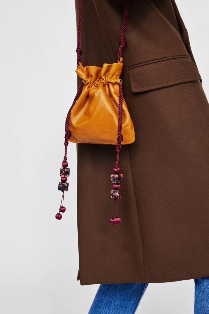 Mini leather pouch bag with details, €49.95 at zara.com