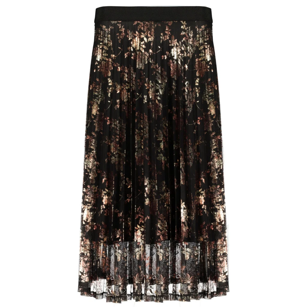 Foil pleated skirt, €32 at Tesco