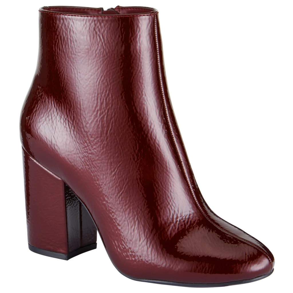 Merlot patent boots, €32 at Tesco