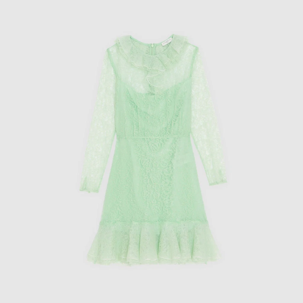 Lace dress with ruffled collar, €346.26 at sandro-paris.com
