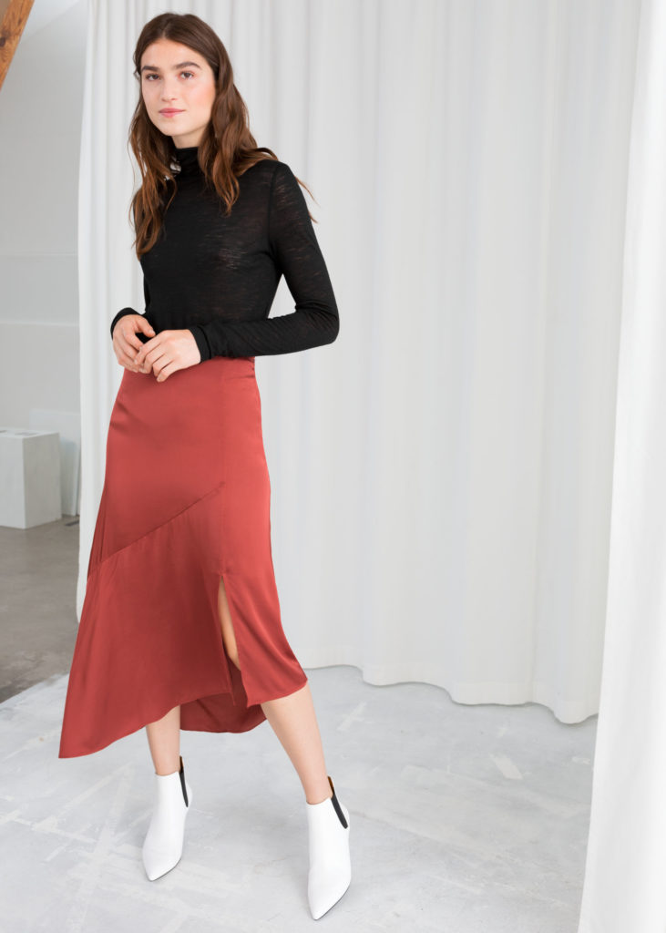 Asymmetric slit midi slip skirt, €79 at stories.com