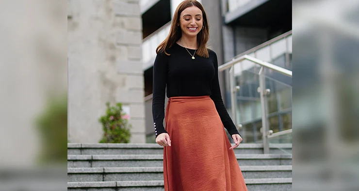 Three IMAGE staffers demonstrate how to wear a midi skirt to work, dinner and a date