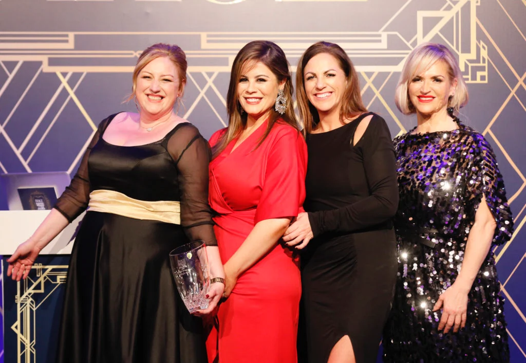 Jennifer Rock accepts her award; photo by Kieran Harnett