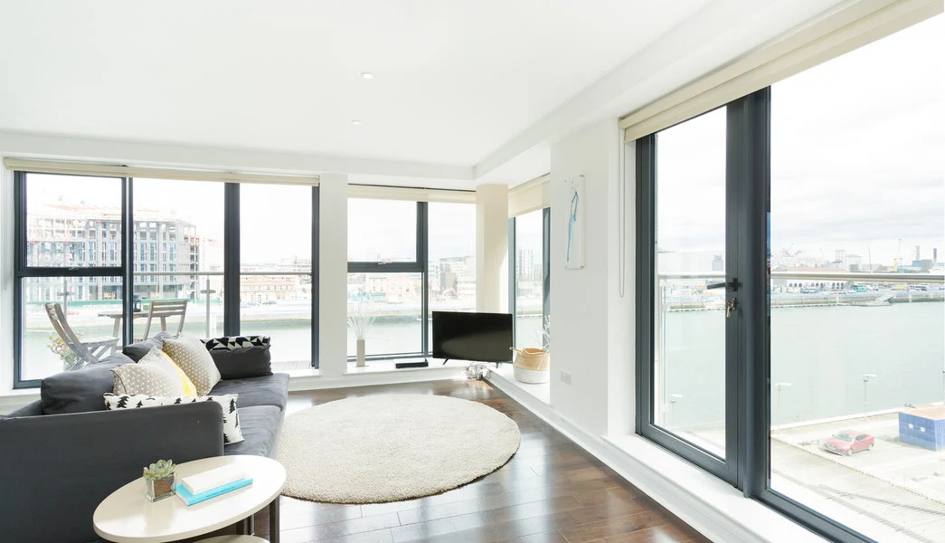 This modern, two-bed apartment at Grand Canal Dock is priced at €550,000