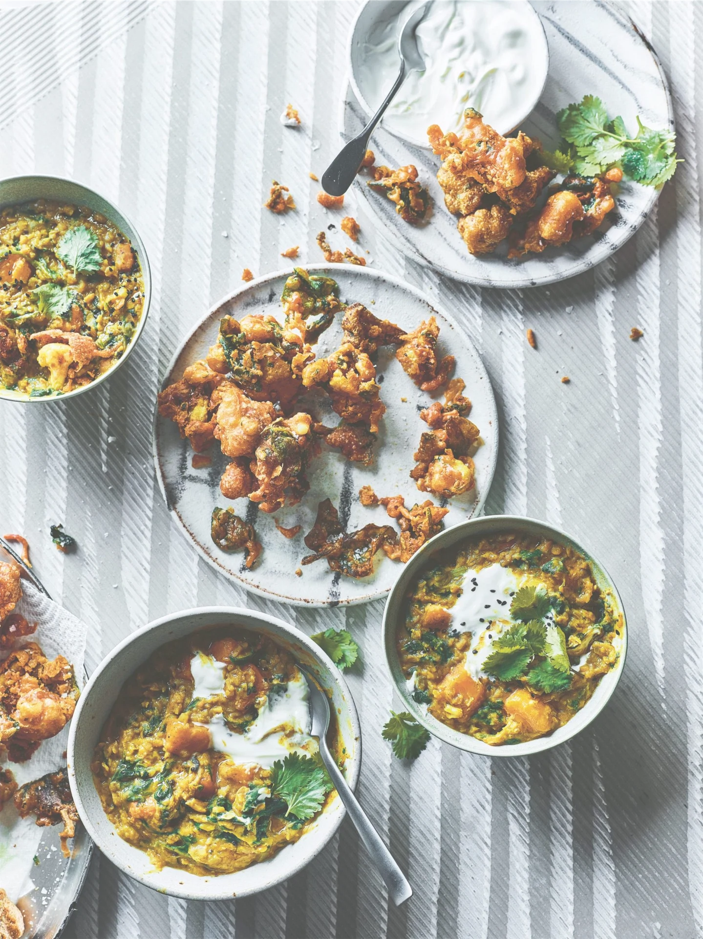 Supper Club: Mixed veg dhal with cauliflower & spinach pakora Supper Club: Mixed veg dhal with cauliflower & spinach pakora